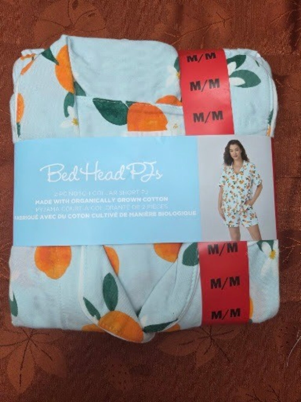 Bed Head PJs Women's 2-Piece Organic Cotton Pajama Set, Citrus Orange Print